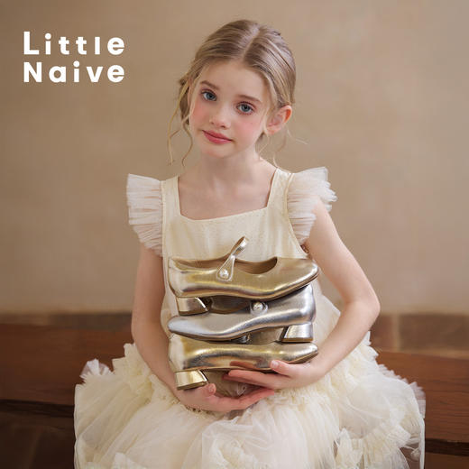 【云优选】Little Naive儿童复古玛丽珍鞋春季甜美时髦单鞋女童公主高跟皮鞋 商品图0