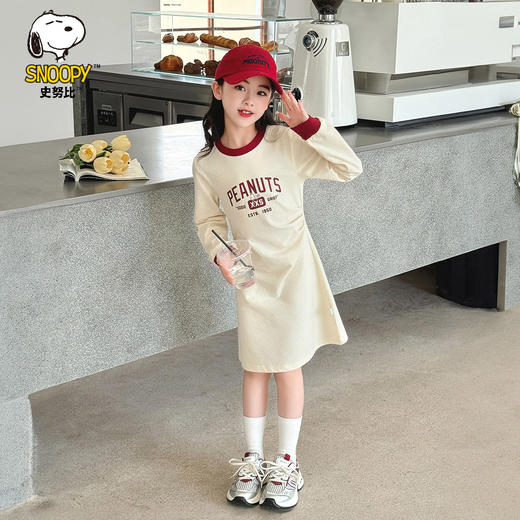 【清仓捡漏】【史努比】【100%棉】【110-130】女童春秋长袖收腰连衣裙 商品图3
