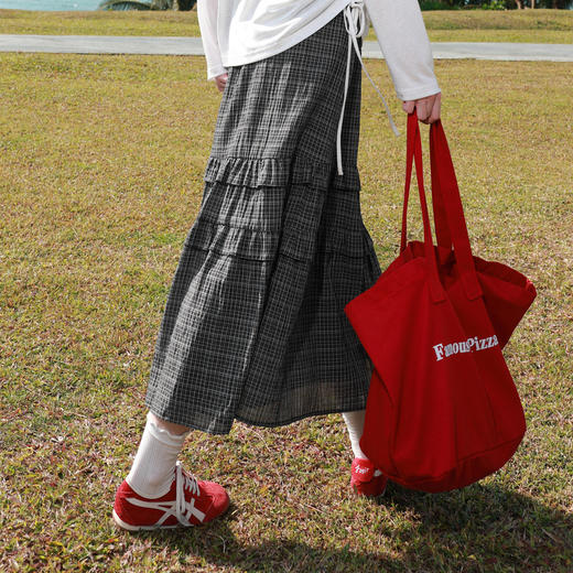 【莱赛尔】三彩2026春季新款复古格纹半身裙高腰A字裙宽松长裙M 商品图3