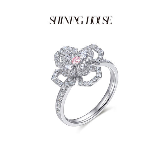 lucky·永恒之环系列ShiningHouse[培育] 18k金钻石戒指 粉钻圆钻形人工真钻人造钻石K金戒指时尚钻石女戒悦己送礼臻选【此商品不支持7天无理由退货退款】预计3日发货 商品图2