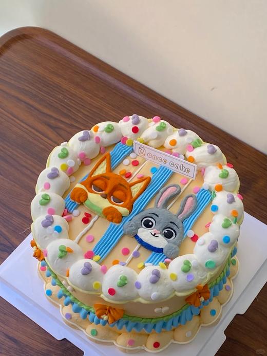 疯狂动物城尼克朱迪手绘卡通蛋糕-低糖处理无添加 商品图1