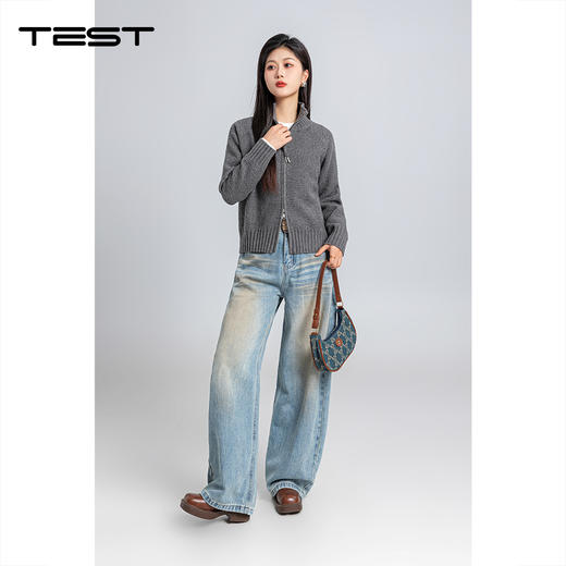 春上新慵懒时髦高腰显瘦显腿长阔腿牛仔裤3261004 商品图1