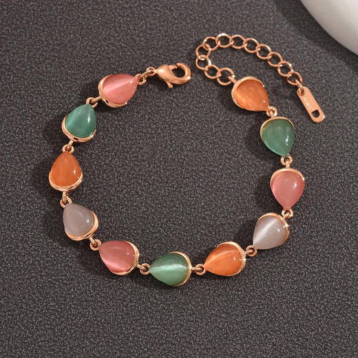 【情人节送礼❗️温柔又高级】柔和精致感宛如神女之泪首饰水滴形猫眼石手链送女友送闺蜜生日礼物。jd 商品图0