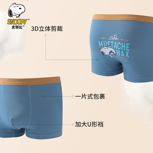 【清仓捡漏】【4条装】【110,150,170】【史努比】男童四季款纯棉内裤组合装 商品图7