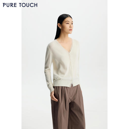 商场同款PURE TOUCH女装26春夏新款v领针织开衫对襟蕾丝宽松外搭 商品图4