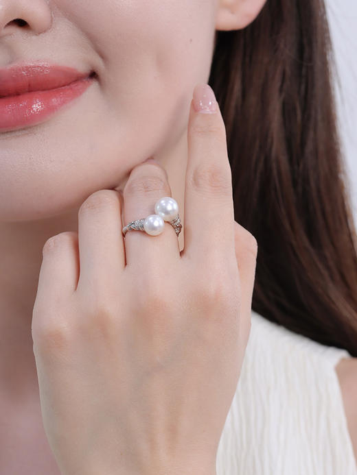 【挚友限定】双珠-s925银海水珍珠戒指 商品图0