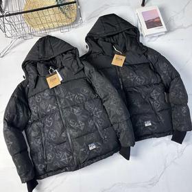 F020503冬季满地家花连帽通勤羽绒服防寒休闲夹克厚款保暖外套