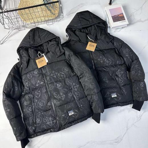F020503冬季满地家花连帽通勤羽绒服防寒休闲夹克厚款保暖外套 商品图0