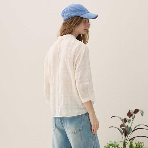 谜底棉感衬衣分袖2026春季新品原创艺术刺绣文艺衬衫女261MC0086 商品图2