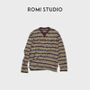 ROMI STUDIO“美式复古”棉质舒适条纹撞色V领长袖T恤 RWDSSD1751 商品缩略图1