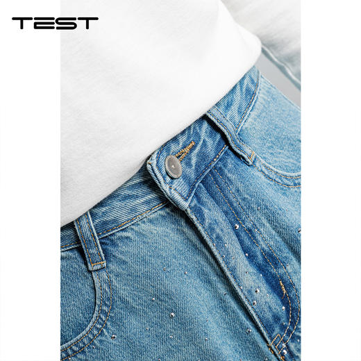 春上新满天星烫钻宽松遮肉显腿长阔腿牛仔裤3261002 商品图2