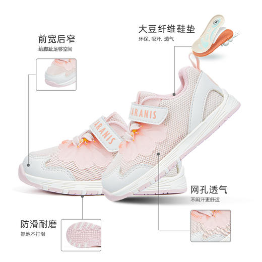 泰兰尼斯春款婴童段舒适网布透气女童学步鞋T01T5A5923 商品图2