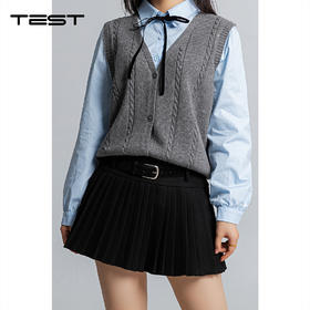 春上新高腰显瘦显腿长毛呢百褶短裙3261020