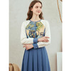 两三事梵高文艺蓝色独白2026春新款拼色插肩袖百褶裙摆印花连衣裙 商品缩略图2