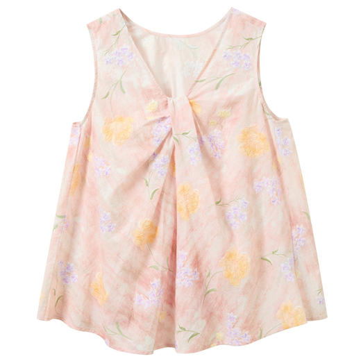 【100棉】三彩2026春季新款V领印花绣花小衫衬衣宽松娃娃衫M 商品图4