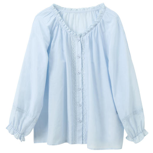 【桑蚕丝】三彩2026春季新款圆领花边衬衫小衫复古衬衣宽松上衣M 商品图4