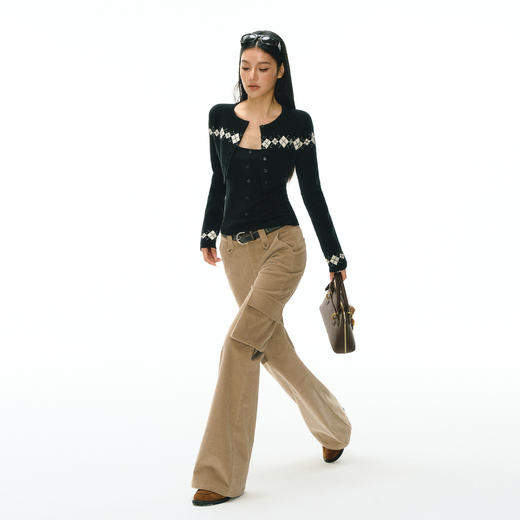 Ariseism 美式复古设计感卡其色休闲裤女春季新款工装长裤 商品图3