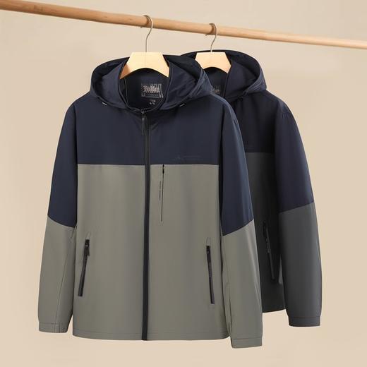 【DSF】大依优型大码男装春秋休闲夹克可拆卸连帽商务运动拼色长袖外套 商品图5