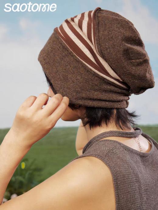 早乙女惠子saotome/STMPSMZ211614/拼贴条纹堆堆帽 商品图1