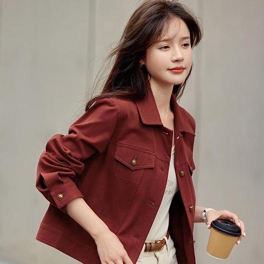 （3-5天发货）ORIGNAL&CO波尔多红牛仔外套，开春氛围感绝了，超显白、巨高级！纯棉水洗牛仔 商品图0