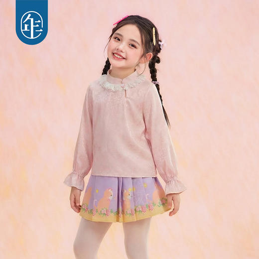 童装女童衬衫春季新款长袖新中式古风儿童百搭好春光中式上衣N1261015A04年衣 商品图5