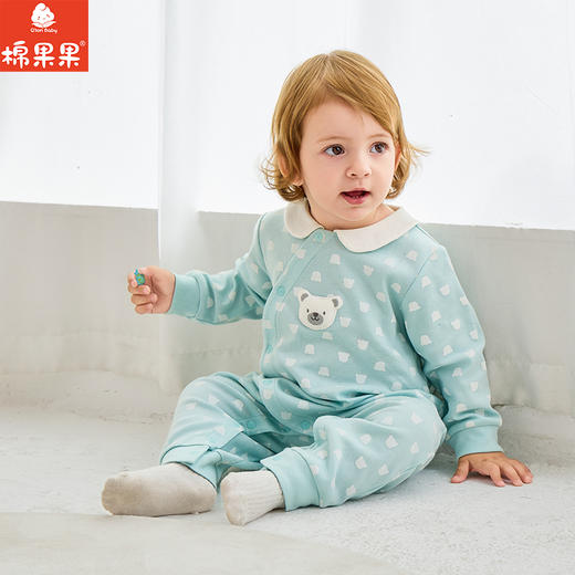棉果果春季新品男童氨棉汗布纯棉卡通满印爬衣对开连体衣M102722226142 商品图0