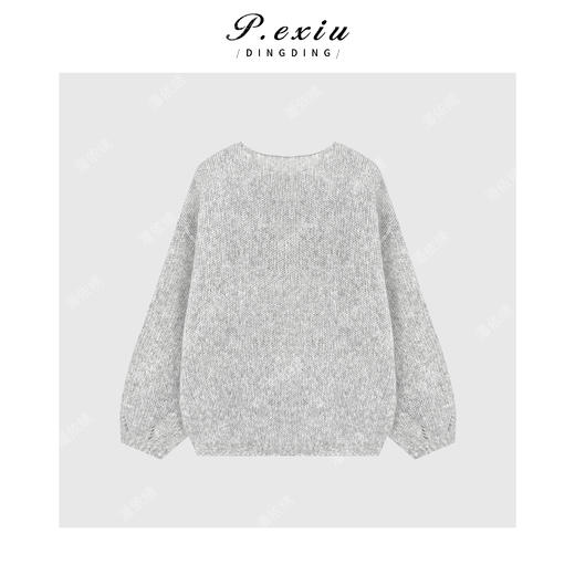 A008潘依绣丁丁宠粉【格雷】羊驼毛-羊毛圆领喷毛纱长袖套头针织C058 商品图2