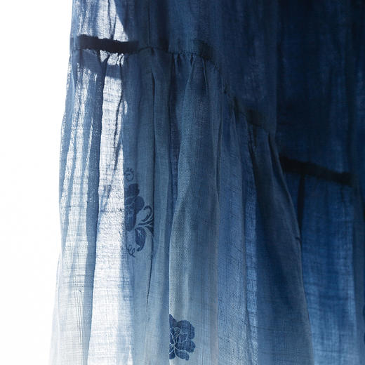 【林栖设计小店】植物染色|手工青花蓝宽松层次感2026春新款苎麻半身裙1961175 商品图4