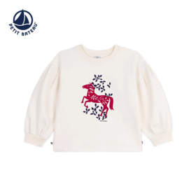 【5F】小帆船Petitbateau马年款套头加绒上衣