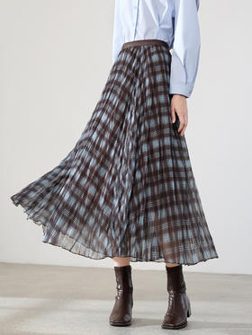 【百图lulu定制】【潮汐半裙】  复古格子   百褶半身裙  A字半裙