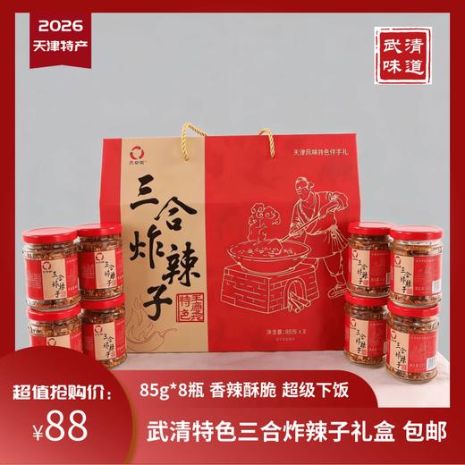 天津特产王庆坨三合炸辣子礼盒85g＊8瓶辣椒碎香辣包邮武清味道 商品图0