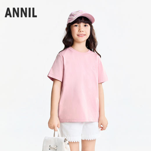【超舒衣·新疆长绒棉】男女童安舒棉亲子T亲肤柔软圆领短袖T恤夏季新款安奈儿童装实体店同款AM621279 商品图8