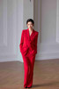 法小曼*子珍红色长袖年会主持西装套裤女高级感总裁演讲职业西服套装女 商品缩略图1