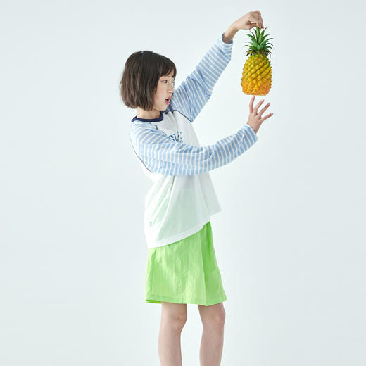 棵初2026年夏季新款亲子中大女童插肩条纹长袖T恤轻薄宽松上衣 商品图3