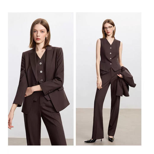 法小曼*子珍巧克力色西装外套高级套装百搭 商品图5