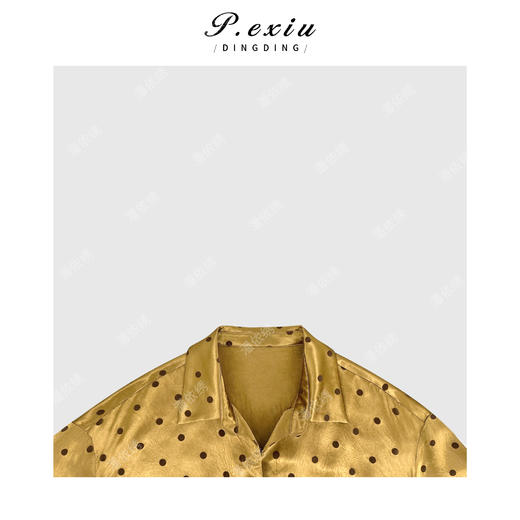 04-3潘依绣丁丁宠粉PanYiXiu/潘依绣100醋酸气质光泽感波点不规则长袖衬衫Q4697 商品图2