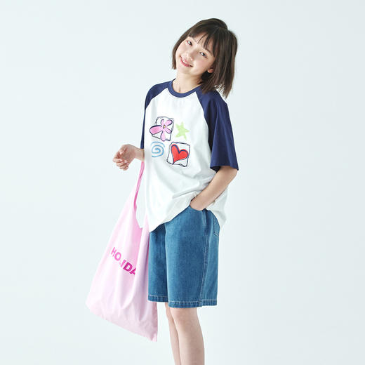 棵初26年夏季新款亲子中大女童趣味图案印花T恤纯棉宽松插肩短袖 商品图4