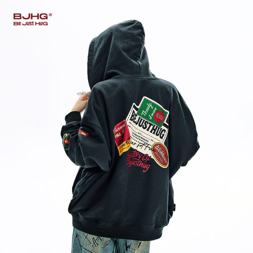 BJHG不计后果连帽卫衣男款2026新款春季加绒情侣装美式复古外套女 商品图0