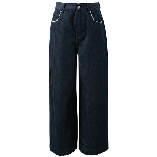 三彩2026春季新款复古休闲裤高腰牛仔裤九分裤宽松显瘦垂感M 商品图4