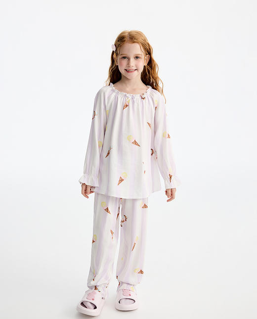 5楼爱慕儿童条纹冰激凌长袖家居服上衣 AK141L431 商品图2