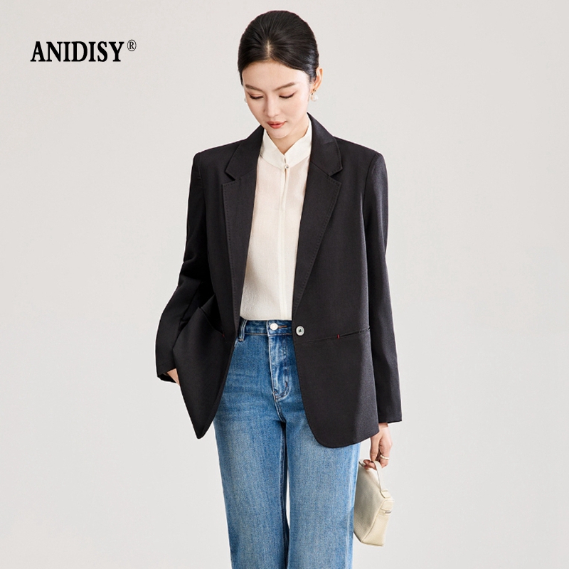 2026春装时尚翻驳长袖领一粒扣修身西装外套