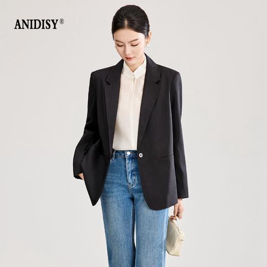 2026春装时尚翻驳长袖领一粒扣修身西装外套 商品图0