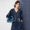 【林栖设计小店】鸟戏花间|藏青色绣花肌理宽松百搭2026春新款优雅衬衣1961146 商品缩略图9