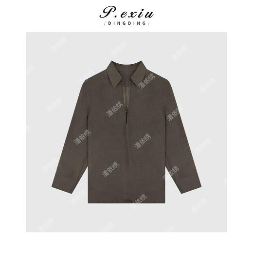 04-6潘依绣丁丁宠粉V领慵懒松弛风廓形衬衣Q13288 商品图0