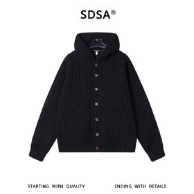 SDSA男装2026新款高贵轻奢简约时尚泼墨褶皱纽扣连帽卫衣百搭时尚