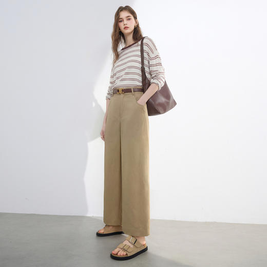 三彩2026春季新款高智感休闲裤九分裤高腰通勤西装裤卡其直筒裤M 商品图2