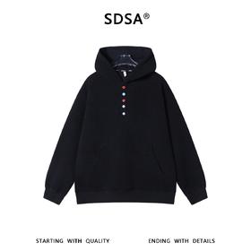 SDSA男装2026新款高贵轻奢韩版简约暗纹半纽扣连帽卫衣百搭时尚