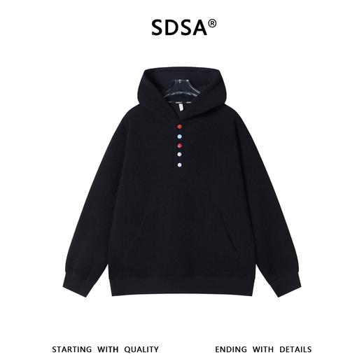 SDSA男装2026新款高贵轻奢韩版简约暗纹半纽扣连帽卫衣百搭时尚 商品图0
