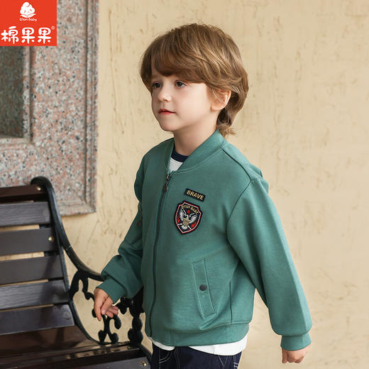 棉果果春季新品男童针织斜纹复古上衣夹克外套M112100426144 商品图1