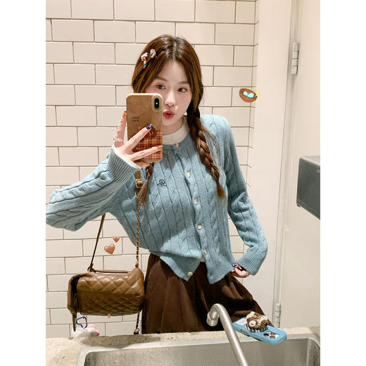 <曾小咸推荐>2.25现货秒杀 ！微信超特价！韩系麻花针织开衫 日常179.99 立减90 秒杀89.99！！ 商品图3